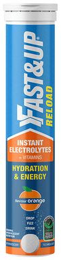 Fast&Up Reload with Instant Electrolytes & Vitamins for Hydration & Energy | Flavour Effervescent Tablet Orange