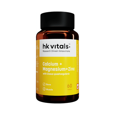 HK Vitals Calcium + Magnesium + Zinc | With Vitamin D For Bones & Muscles | Tablet