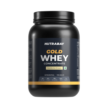 Nutrabay Gold Concentrate Whey Protein For Muscle Recovery | No Added Sugar Powder Vanilla Icecream