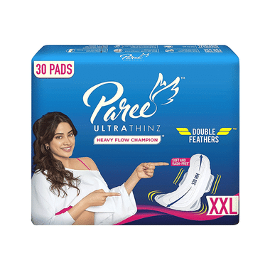 Paree Ultra Thinz Soft & Rash Free|Double Feathers|Heavy Flow Champion|With Disposable Covers Sanitary Pad Pads XXL