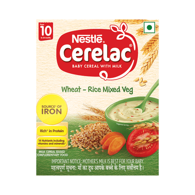 Nestle Cerelac Baby (10 Months+) Cereal With Milk, Iron, Vitamins & Minerals | Wheat-Rice Mixed Veg