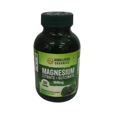 Himalayan Organics Magnesium Citrate+Glycinate for Bone & Muscle Health | Tablet