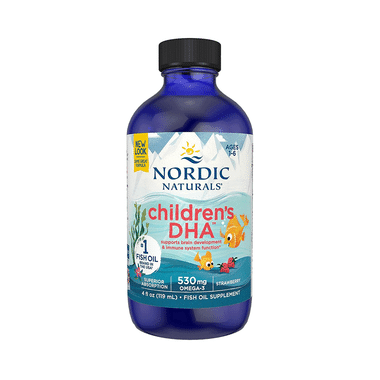 Nordic Naturals Children's DHA with 530mg Omega 3 | For Healthy Brain & Immunity | Flavour Strawberry