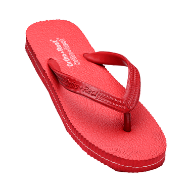 Ortho + Rest Unisex Hawaii Chappal Orthopedic Comfort, Bathroom Rubber Flip-Flops Red 4