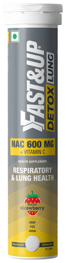Fast&Up Detox Lung | With NAC 600mg & Vitamin C for Lung & Respiratory Support | Flavour Effervescent Tablet Strawberry