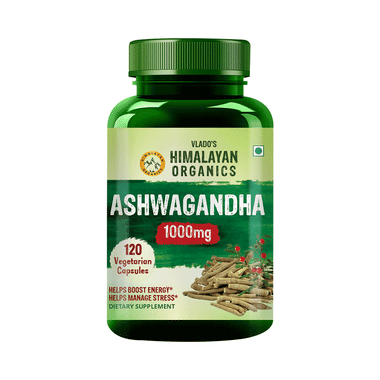 Vlado's Himalayan Organics Ashwagandha 1000mg Vegetarian Capsule | For Energy & Stress Management