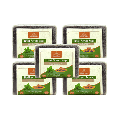 Khadi Pure Basil Scrub Soap (125gm Each)