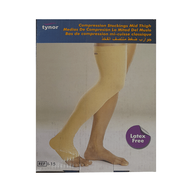 Tynor I 15 Compression Stocking Mid Thigh Open Toe Latex Free