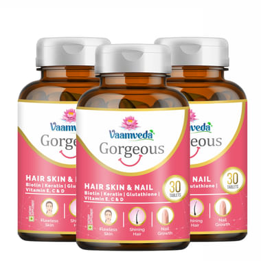 Vaamveda Gorgeous Hair Skin & Nail Biotin Multivitamin Tablet (30 Each)