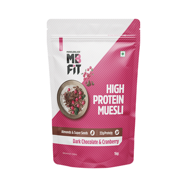 MuscleBlaze Fit High Protein Muesli 22 g Protein | Flavour Dark Chocolate & Cranberry