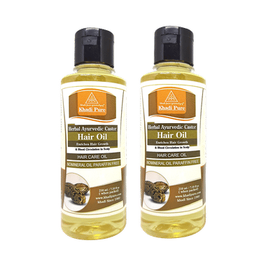 Khadi Pure Herbal Ayurvedic Castor Hair Oil (210ml Each)