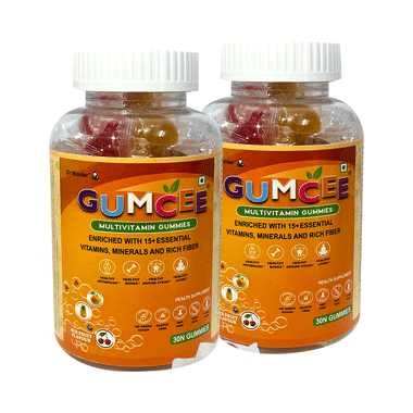 Gumcee Multivitamin Gummies With 15 Essential Vitamins (30 Each) Mix Fruit