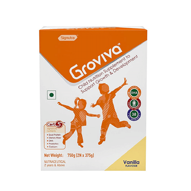Groviva Child Nutrition For Physical Growth, Brain Development & Immunity | Flavour Vanilla Powder