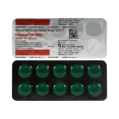 डायमेट 500mg टैबलेट एसआर