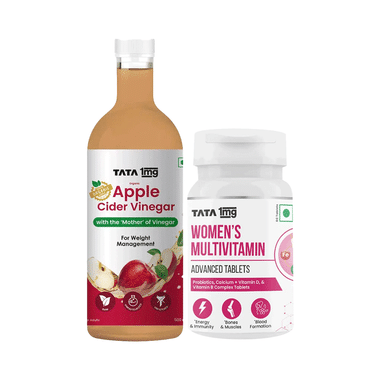 Combo Pack of Tata 1mg Women's Multivitamin Advanced Tablet (60) & Organic Apple Cider Vinegar (500ml)