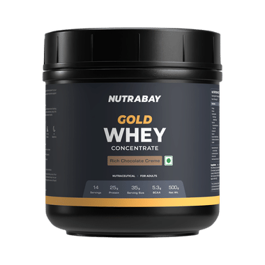 Nutrabay Gold Concentrate Whey Protein For Muscle Recovery | No Added Sugar Powder Rich Chocolate Creme