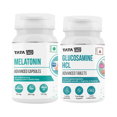 Combo Pack of Tata 1mg Glucosamine HCL Advanced Tablets (60) & Melatonin Advanced Capsules (30)