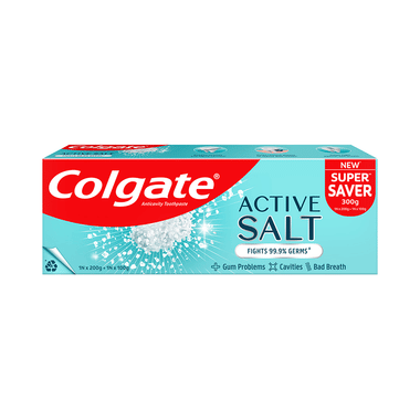 Colgate Active Salt Anticavity Toothpaste | Germ Fighting For Healthy Gums And Teeth (200gm + 100gm)
