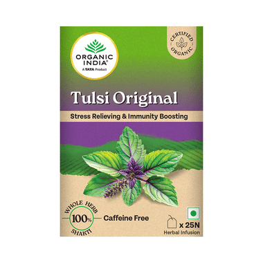 Organic India Original Tulsi Green Tea For Stress Relief & Immunity Boost | Caffeine Free