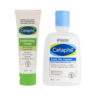 Cetaphil Combo pack of Gentle Skin Cleanser (125ml) & Moisturising Cream (80gm)