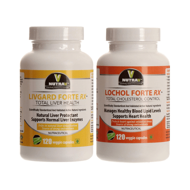 Nutrav Combo Pack of Lochol Forte Rx & Livgard Forte Rx Veggie Capsule (120 Each)