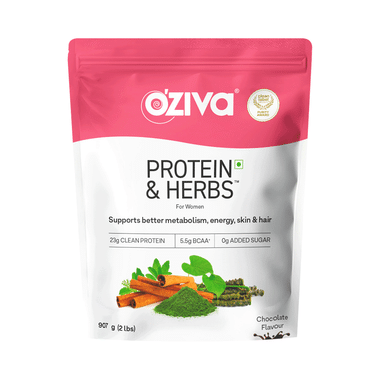 Oziva Protein & Herbs Whey Protein | For Metabolism, Energy, Skin & Hair | For Women| Flavour Chocolate