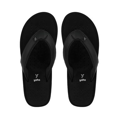 Yoho Lifestyle Ortho Soft Comfortable And Stylish Slipper For Men With Arch Support 7 Classic Black