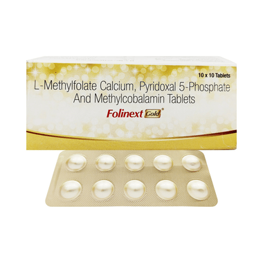 Folinext Gold Tablet with L-Methylfolate, Pyridoxal-5 Phosphate & Mecobalamin