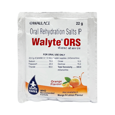 Walyte ORS For Instant Hydration & Electrolyte Balance | Flavour Powder Orange