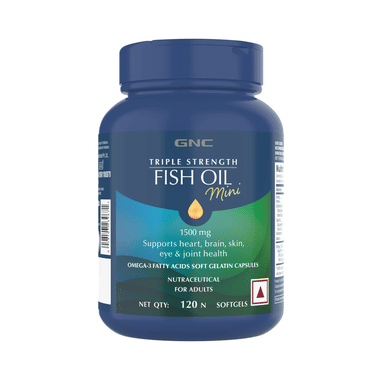 GNC Triple Strength Fish Oil Mini Softgels | With Omega-3 For Heart, Brain, Skin, Eye & Joint Health