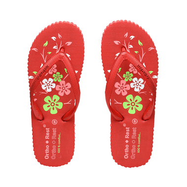 Ortho + Rest Women's Cool Extra Soft and Comfortable Orthopedic Flip Flops for Home Daily Use Red 7