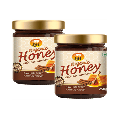 Anp Bee Organic Honey with Cinnamon (500gm Each) Raw Unfiltered