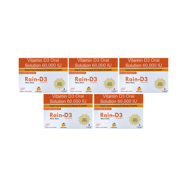 Rain D3 Vitamin D3 Oral Solution 60,000 IU Nano Shots (4x5ml Bottle Each) Orange