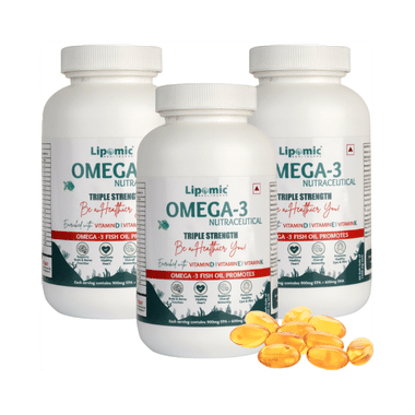 Lipomic Healthcare Omega 3 Fish Oil Triple Strength Softgel (60 Each)