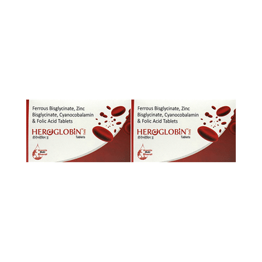 Heroglobin Daily Ferrous Bisglycinate Zinc Bisglycinate Cyanocobalamin Folic Acid Supplement Tablets (60 Each)