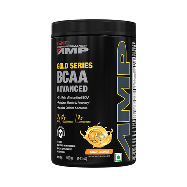 GNC Pro Performance AMP Gold Series BCAA Advanced | For Lean Muscles & Recovery | Flavour Tangy Orange