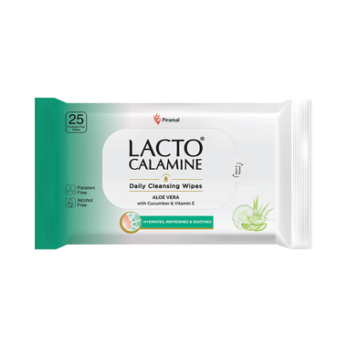 Lacto Calamine Daily Cleansing Wipes with Aloe Vera, Cucumber & Vitamin E