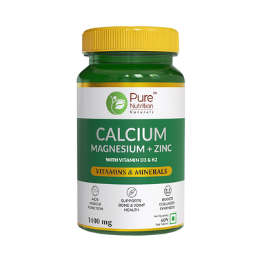 Pure Nutrition Calcium Magnesium + Zinc 1400mg Veg Tablet