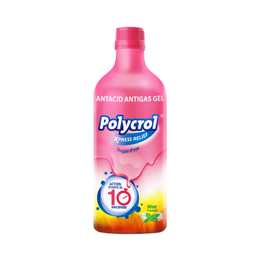 Polycrol Xpress Relief Sugar-Free Antacid Antigas Gel | Flavour Mint