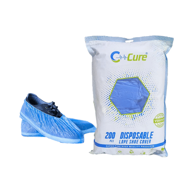 C Cure Disposable Plastic LDPE Shoe Cover With Zipper Pack (200 Each) Blue