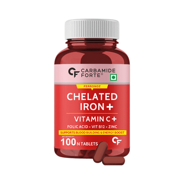 Carbamide Forte Chelated Iron with Folic Acid, Zinc, Vitamin C & B12 for Blood Building & Energy | Tablet