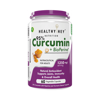 Healthy Hey Curcumin With Bioperine Vegetable Capsule With Piperine And Turmeric Extract