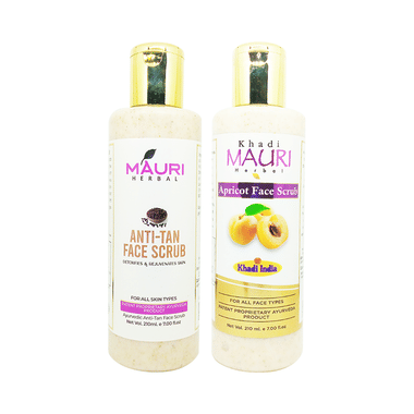 Khadi Mauri Herbal Anti-Tan & Apricot Face Scrub (210ml Each)