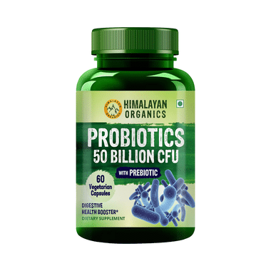 Himalayan Organics Probiotics 50 Billion CFU With Prebiotics | Vegetarian Capsule For Gut Health & Digestion