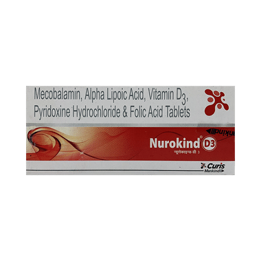 Nurokind D3 Tablet With Mecobalamin, ALA, Vitamin D3, Pyridoxine & Folic Acid | Bone, Joint & Muscle Care