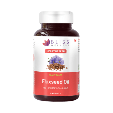 Bliss Welness Cardiovascular Health Flaxseed Oil High Potency Omega-3 Softgel Capsule