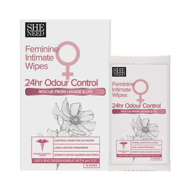 SheNeed 24 Hr Odour Control  Feminine Intimate Wipe (10 Each)