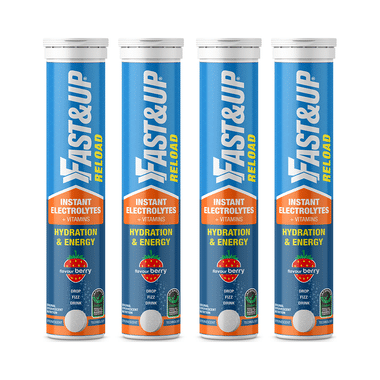 Fast&Up Reload Instant Electrolytes + Vitamins For Hydration & Energy Effervescent Tablet (20 Each) | Flavour Berry