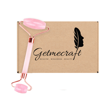 Get Me Craft Combo Pack Of Rose Quartz Face Roller And Teeth Shape Gua Sha Set