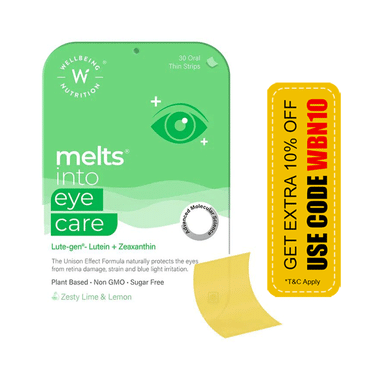 Wellbeing Nutrition Melts Into Eye Care Oral Thin Strip Zesty Lime & Lemon Sugar Free